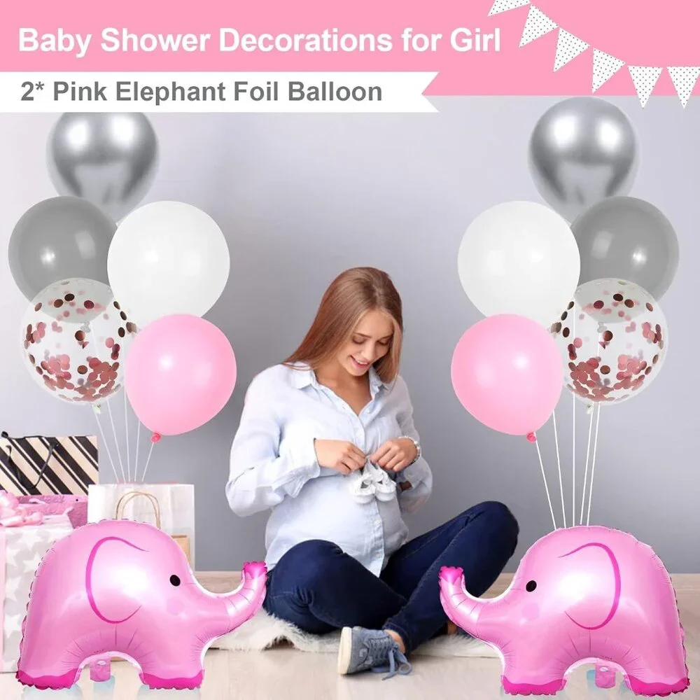 Elephant Girls Baby Shower Decoration Set - Pink